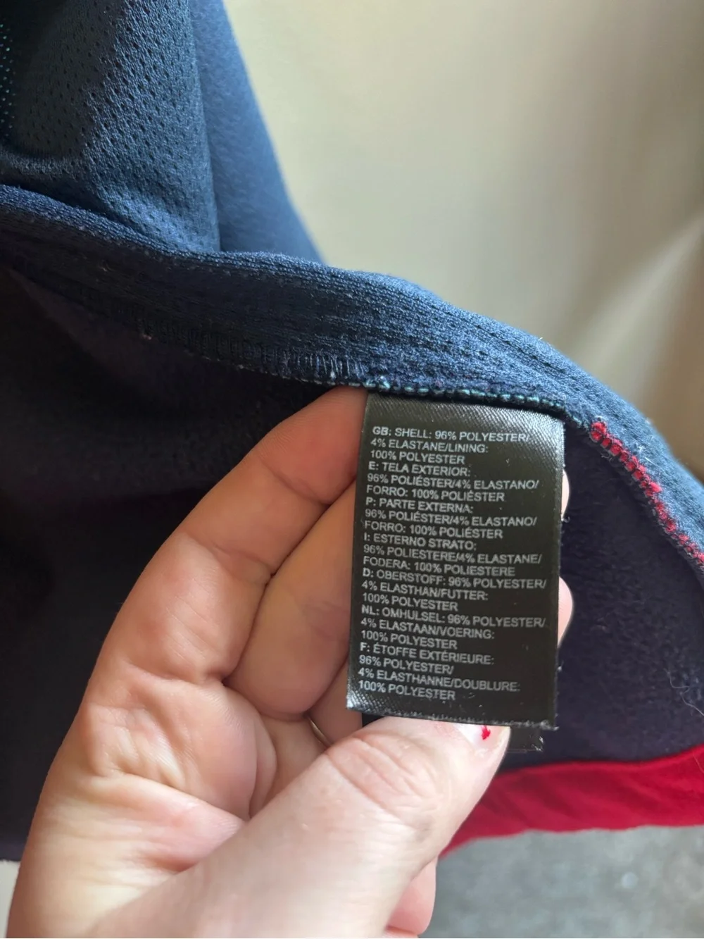 The North Face Men's Red and Light Blue Performance Softshell Jacket
